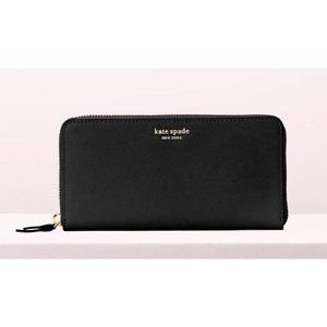 New Kate Spade Cameron Large Continental Wallet Saffiano Leather Black